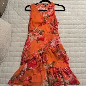 Express Coral Floral Sleeveless Dress